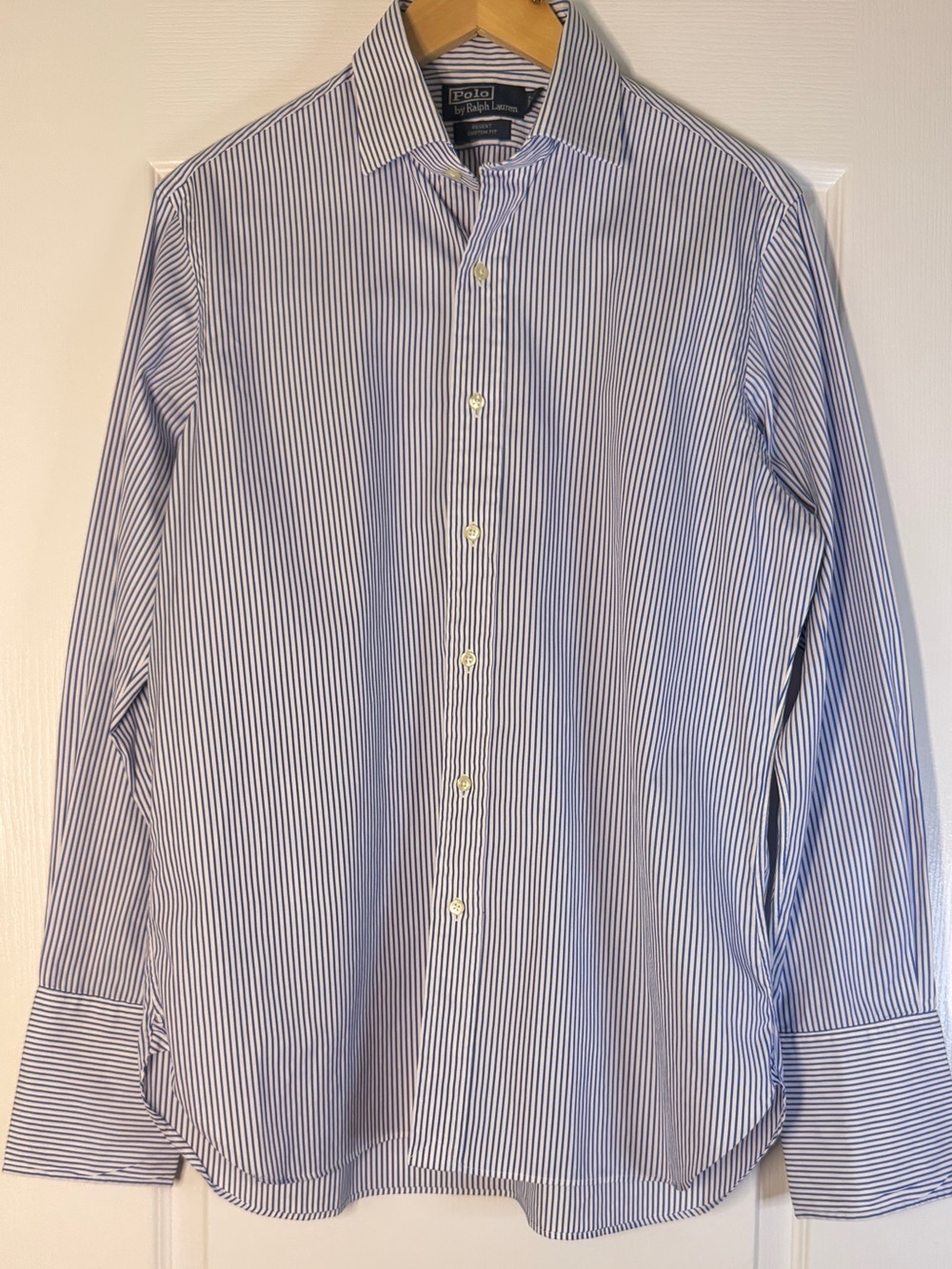 Polo Ralph Lauren Regent Custom Fit Dress Shirt Men’s 16 Blue White Pinstripe